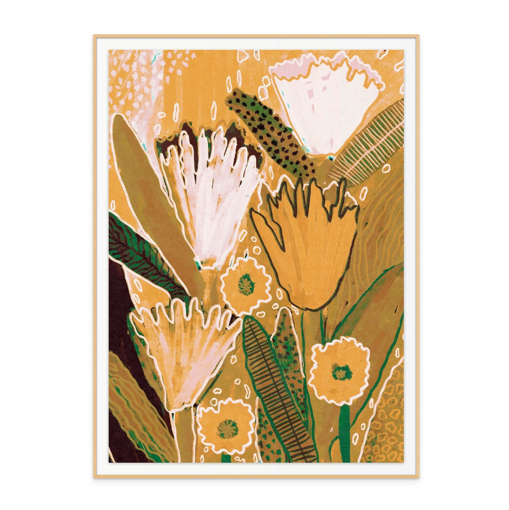 Magic Wildflowers / Yellow a Green Art Print