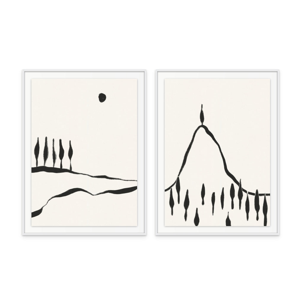 Set "Minimal Line Landscape" Art Prints