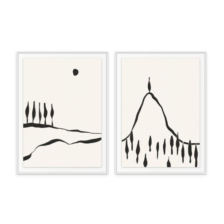 Set "Minimal Line Landscape #1" + "Minimal Line Landscape #2" Art Prints