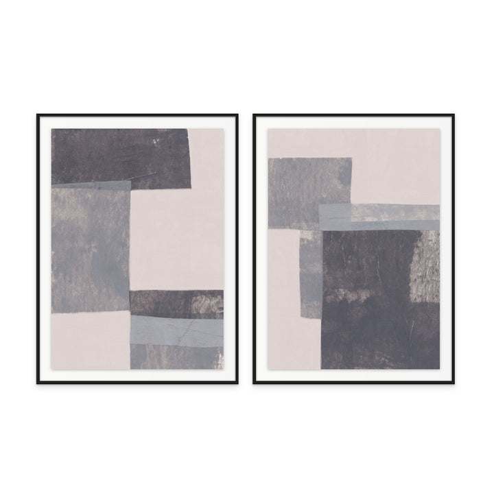 Set "Gray Blocks #1" + "Gray Blocks #2" Art Prints