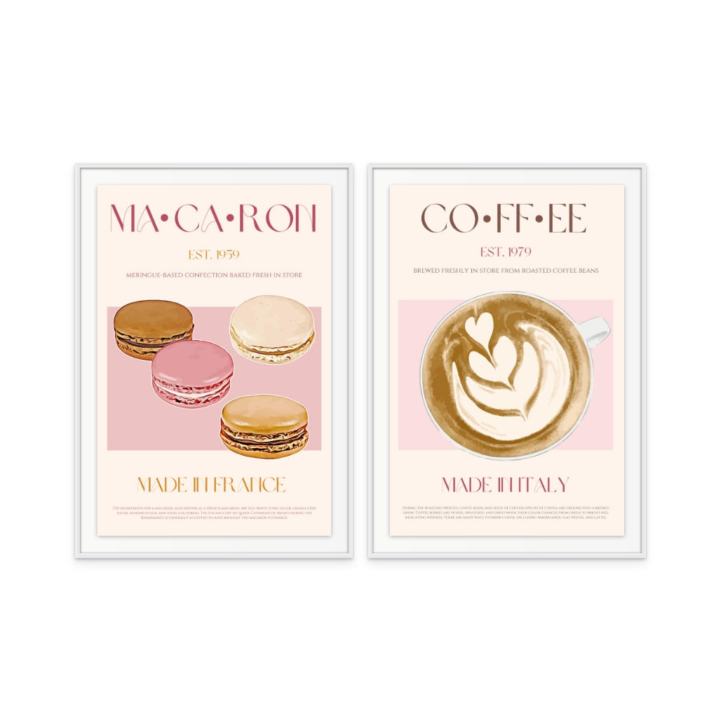 Set "Macaron + Coffee" Art Prints