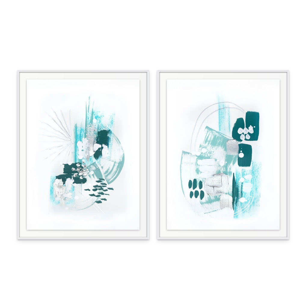 Set "Abstract Mint 1" + "Abstract Mint 2" Art Prints