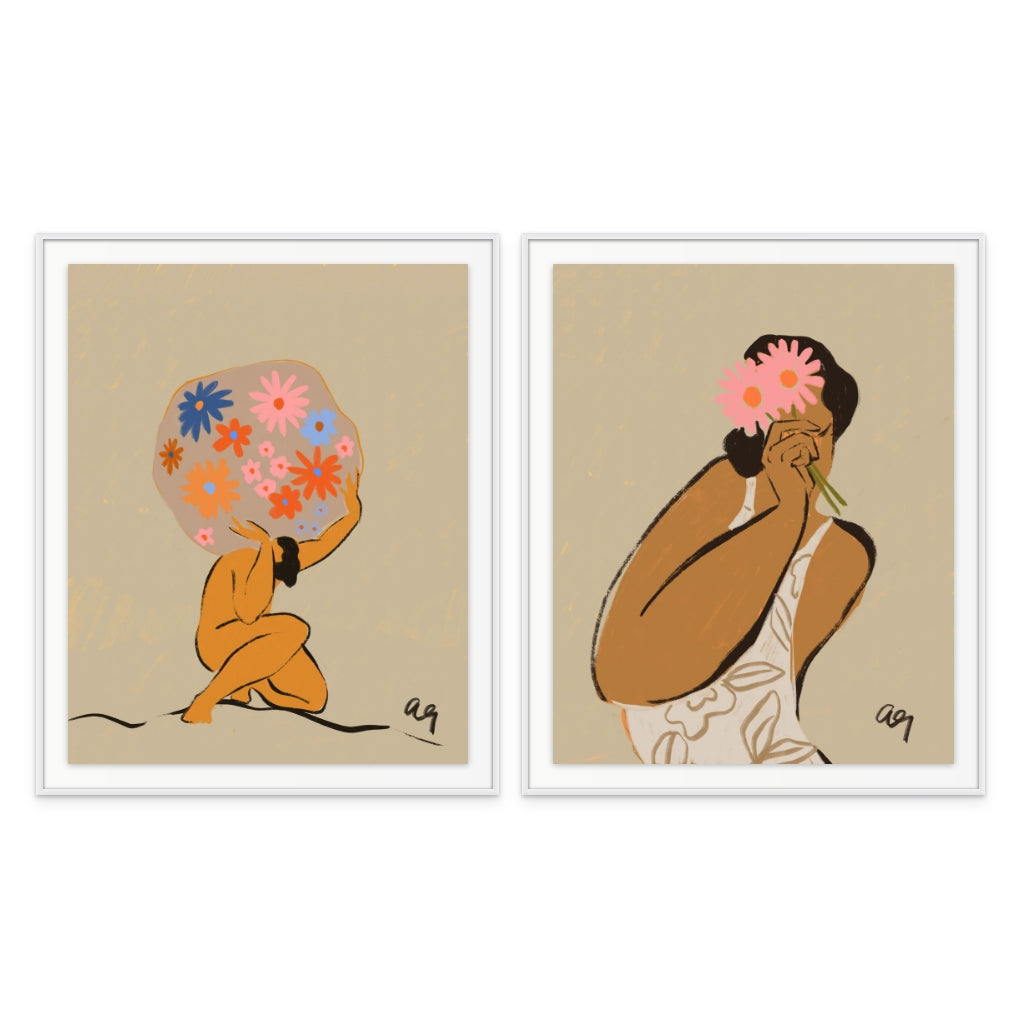 Set "World On Her Shoulders" + "Mask" Art Prints