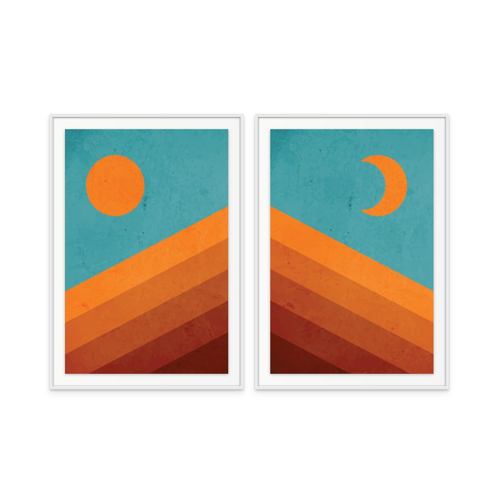 Set "Abstract Mountain Sunrise" Art Prints