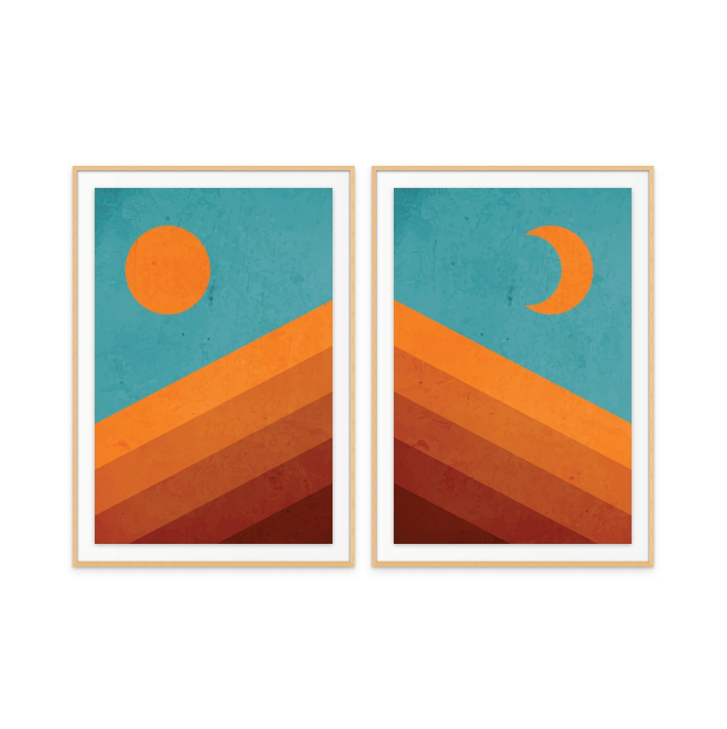 Set "Abstract Mountain Sunrise" Art Prints