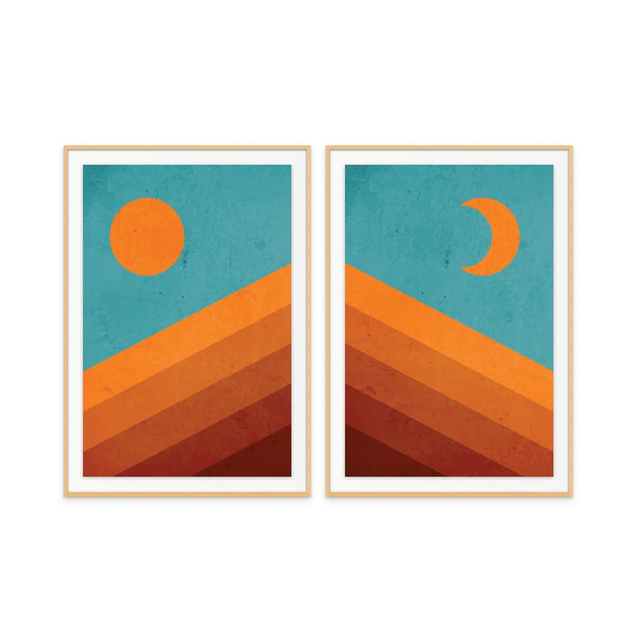 Set "Abstract Mountain Sunrise" Art Prints