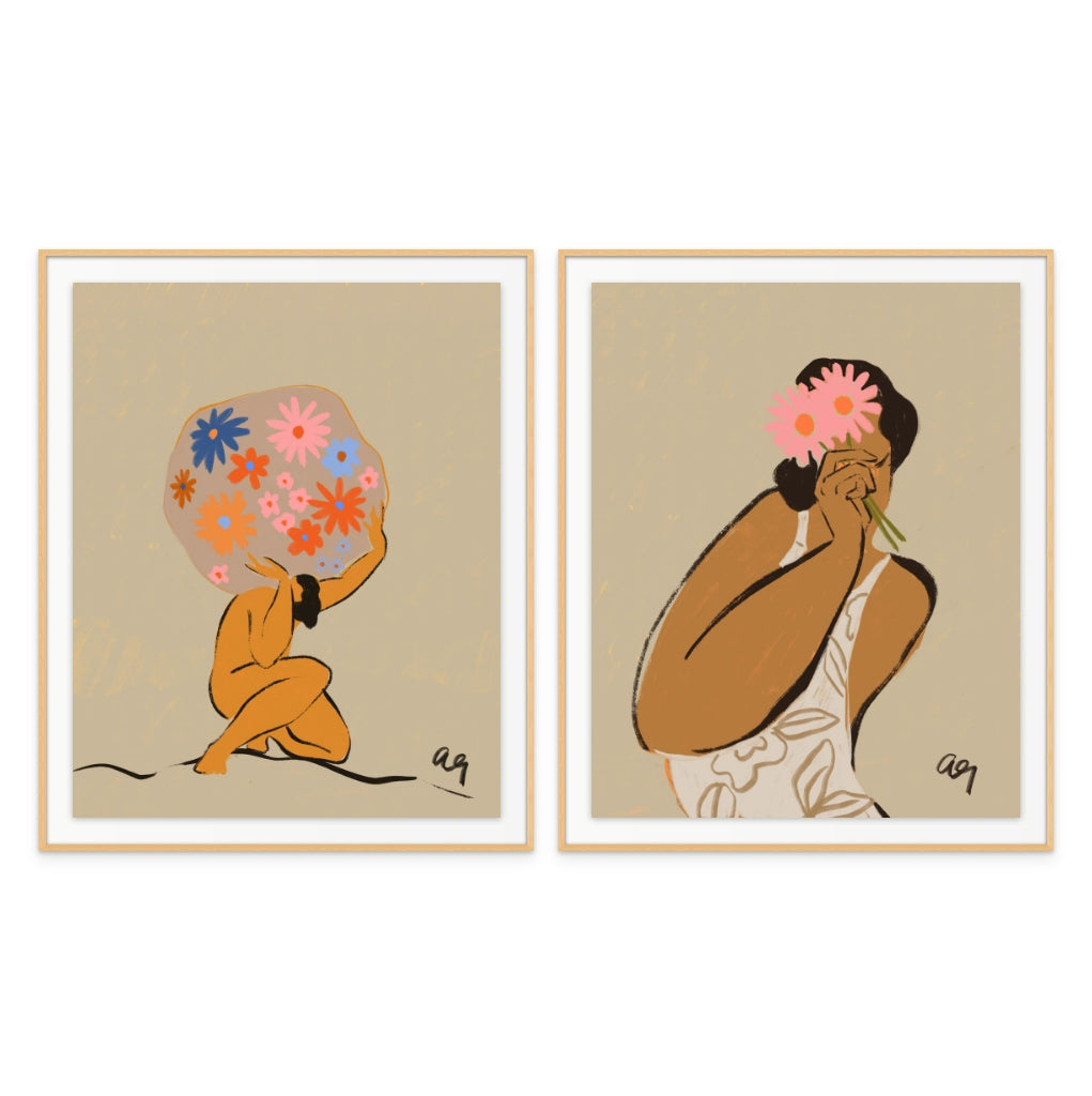 Set "World On Her Shoulders" + "Mask" Art Prints