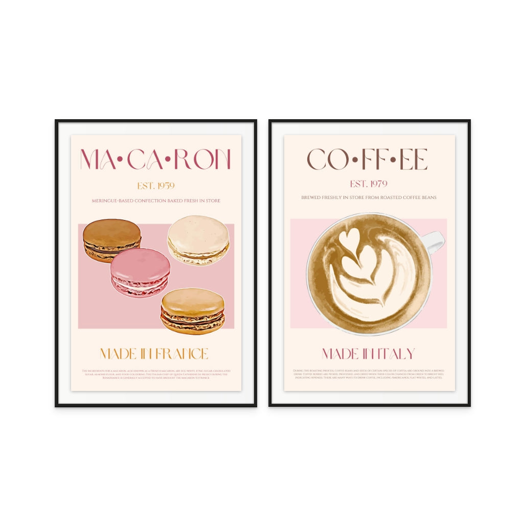 Set "Macaron + Coffee" Art Prints