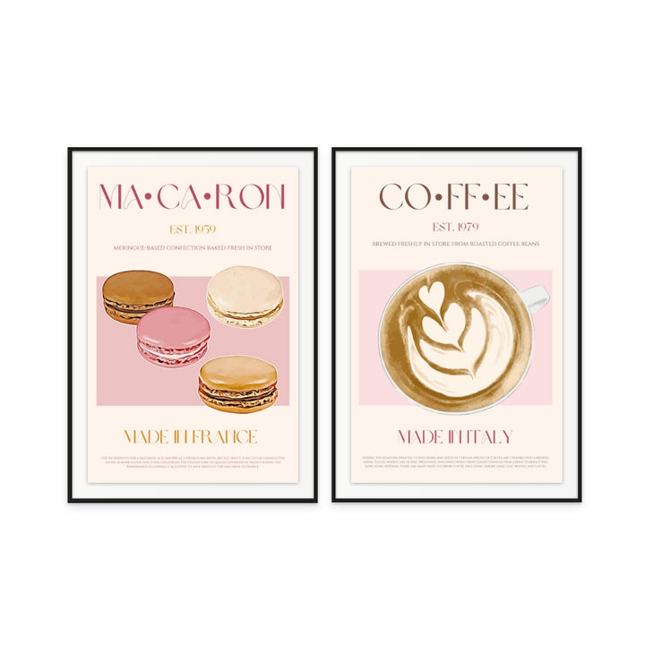 Set "Macaron + Coffee" Art Prints