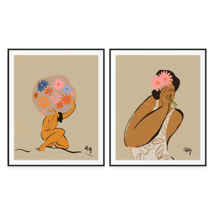 Set "World On Her Shoulders" + "Mask" Art Prints