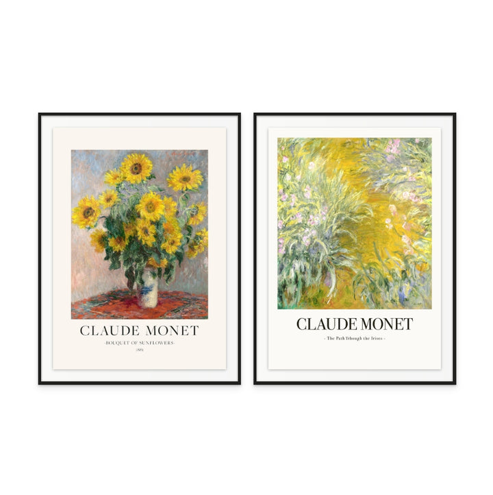 Set "Bouquet Of Sunflowers" + "The Path Through The Irises" Art Prints