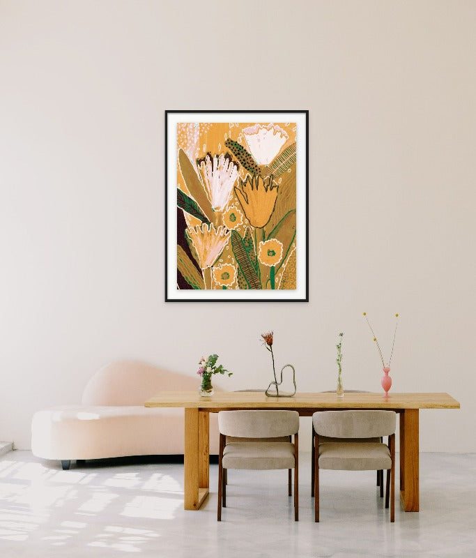 Magic Wildflowers / Yellow to Green Art Print