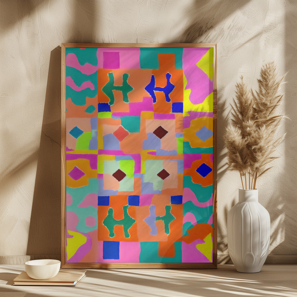 Neon Peru Pattern Art Print