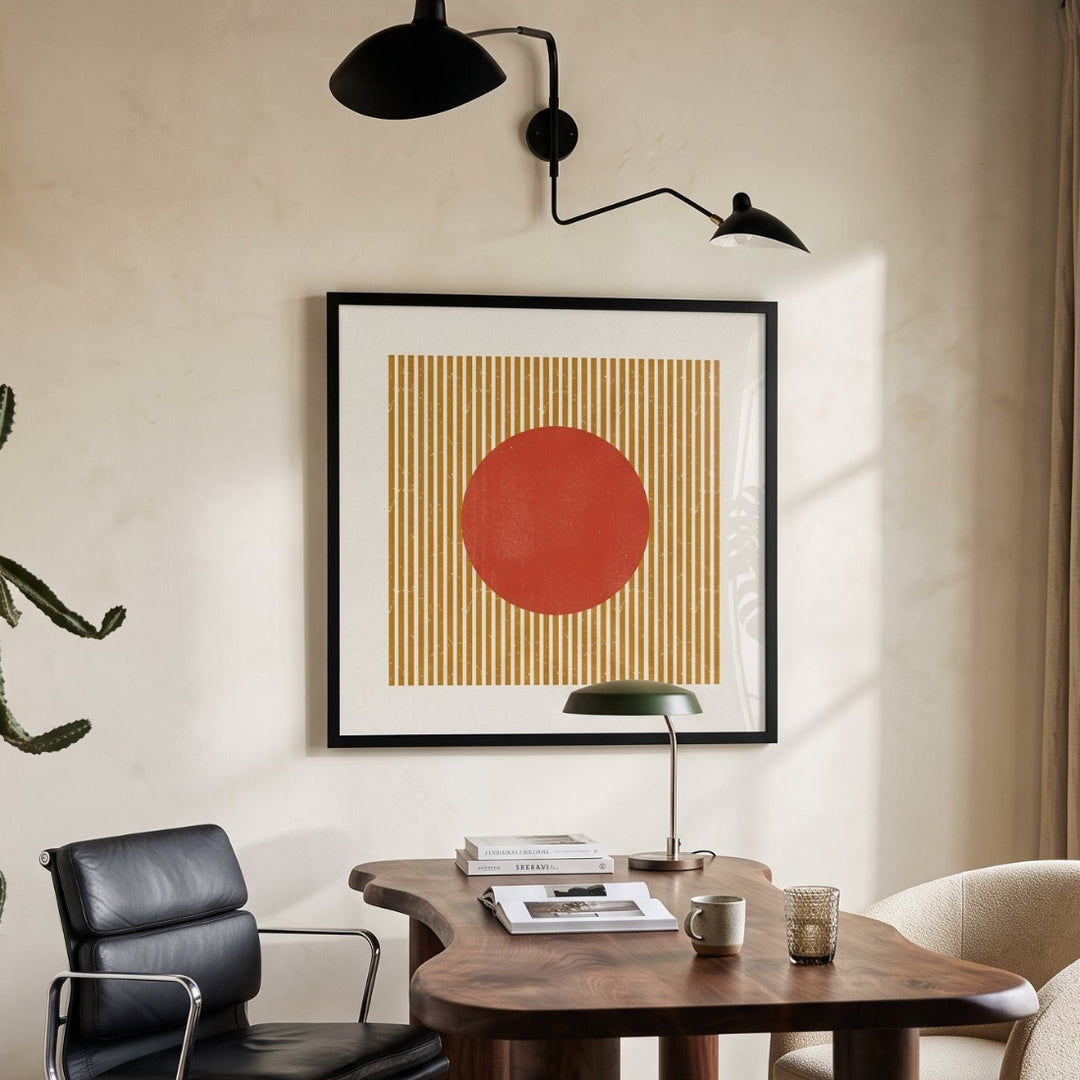 Cuadro "Red Circle Golden Stripes"