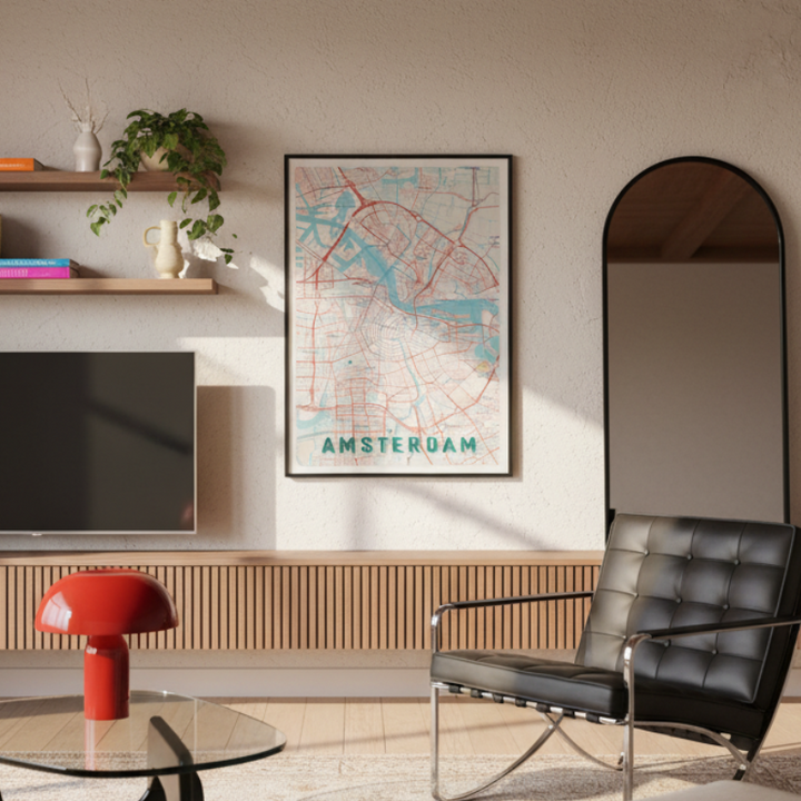Cuadro "Retro Map Amsterdam"