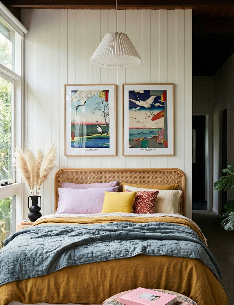 Set de cuadros "Cranes Over Water"