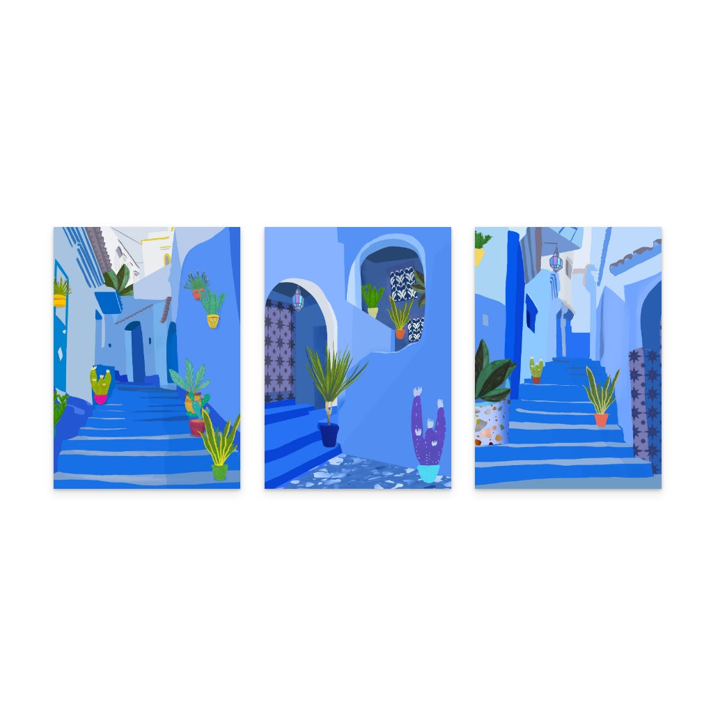 Set "Blue city" + "Morocco" + "Moroccan Garden III" Art Prints