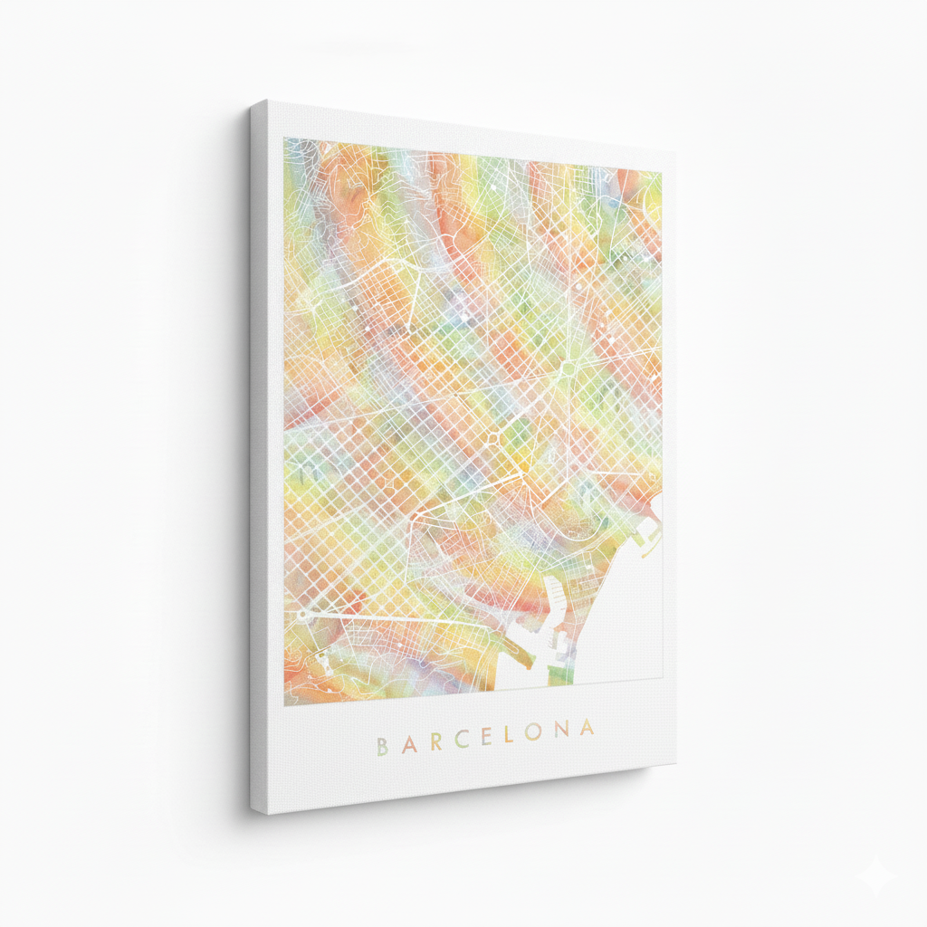 Cuadro "Barcelona Rainbow Watercolor"