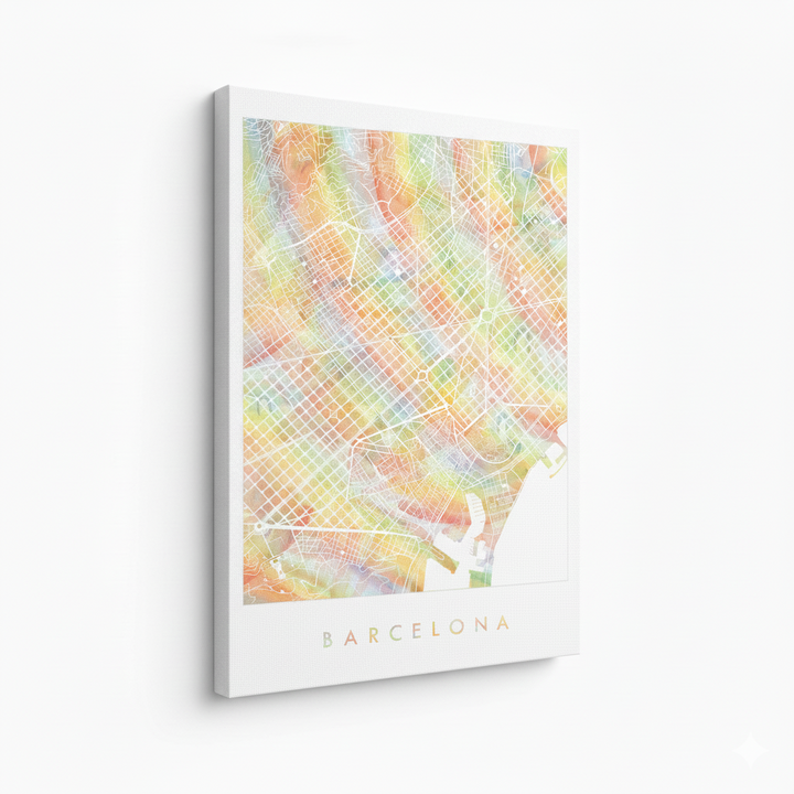 Cuadro "Barcelona Rainbow Watercolor"